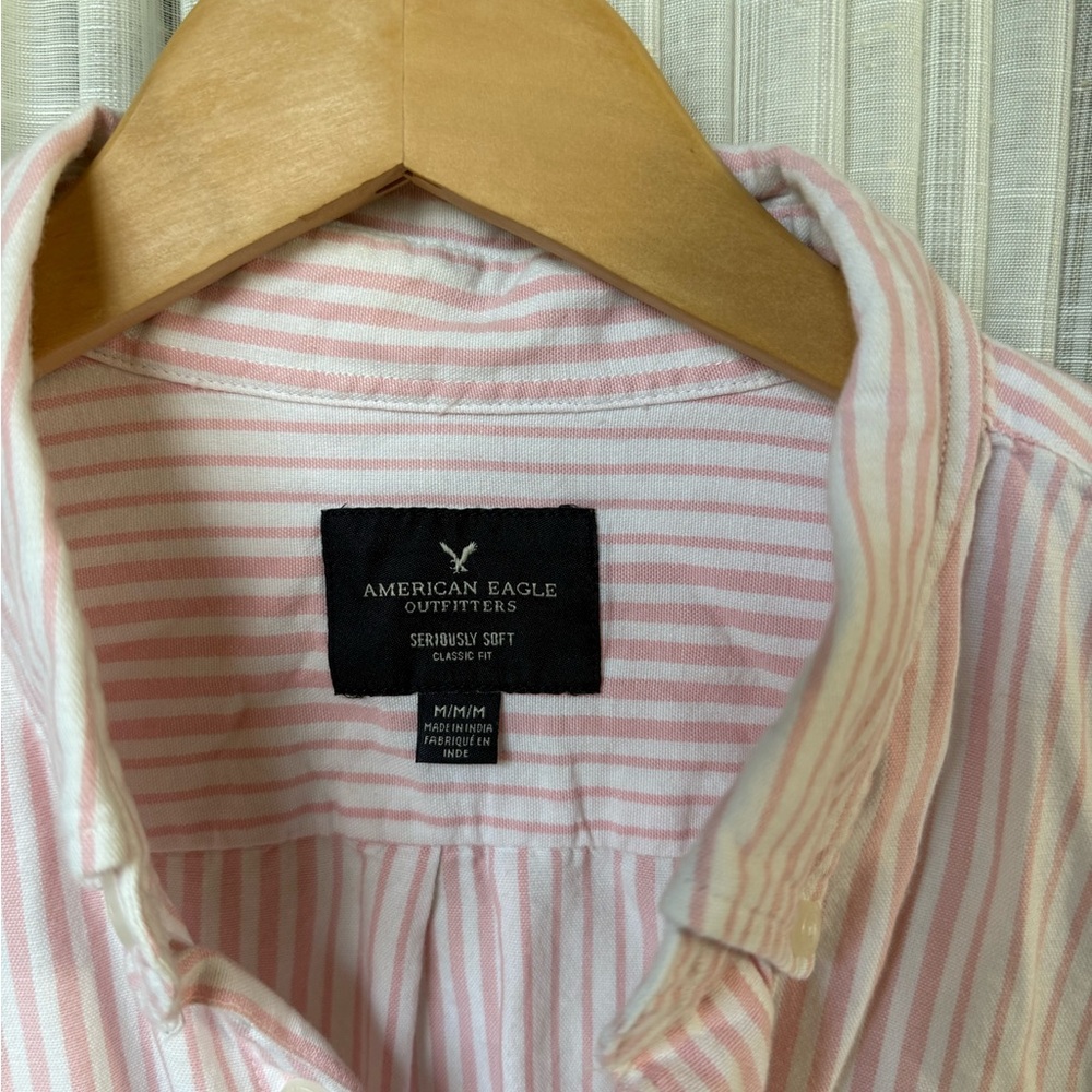 American Eagle Outfitters Pink and White Striped Top